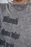 Bisiklet Yaka Yazı Nakışlı Yıkamalı Oversize Kalıp Unisex Sweatshirt