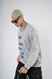 Bisiklet Yaka Yazı Nakışlı Yıkamalı Oversize Kalıp Unisex Sweatshirt