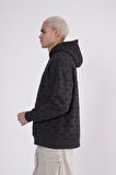 Kapüşonlu Flok Baskılı Kanguru Cepli Unisex Sweatshirt