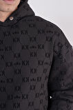 Kapüşonlu Flok Baskılı Kanguru Cepli Unisex Sweatshirt