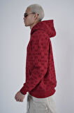 Kapüşonlu Flok Baskılı Kanguru Cepli Unisex Sweatshirt