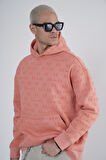 Kapüşonlu Flok Baskılı Kanguru Cepli Unisex Sweatshirt