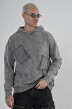 King Brich Yıkamalı Kapüşonlu Yama Detaylı Sweatshirt