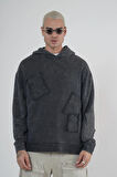 King Brich Yıkamalı Kapüşonlu Yama Detaylı Sweatshirt