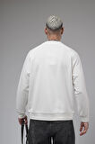 Ribanalı Yaka Reglan Kol Baskılı Oversize Kalıp Sweat