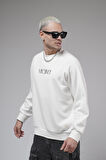 Ribanalı Yaka Reglan Kol Baskılı Oversize Kalıp Sweat