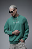 Ribanalı Yaka Reglan Kol Baskılı Oversize Kalıp Sweat