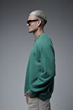 Ribanalı Yaka Reglan Kol Baskılı Oversize Kalıp Sweat