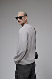 Ribanalı Yaka Reglan Kol Baskılı Oversize Kalıp Sweat