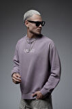 Ribanalı Yaka Reglan Kol Baskılı Oversize Kalıp Sweat
