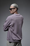Ribanalı Yaka Reglan Kol Baskılı Oversize Kalıp Sweat