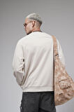 Ribanalı Yaka Reglan Kol Baskılı Oversize Kalıp Sweat