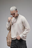 Ribanalı Yaka Reglan Kol Baskılı Oversize Kalıp Sweat