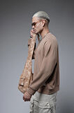 Ribanalı Yaka Reglan Kol Baskılı Oversize Kalıp Sweat