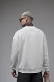 Oversize Kalıp Baskılı Yaka Kol Ribanalı Sweat