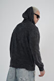 Kapüşonlu Çıt Çıt Detaylı Yıkamalı Oversiza Kalıp Sweatshirt