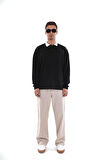 Kingbrich Polo Yaka Nakış Detaylı Oversize Kalıp Erkek Sweatshirt