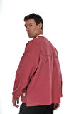 Kingbrich Polo Yaka Nakış Detaylı Oversize Kalıp Erkek Sweatshirt