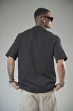Kabartma Baskılı Reglan Kol Unisex Oversize Kalıp Tişört