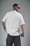 Kabartma Baskılı Reglan Kol Unisex Oversize Kalıp Tişört