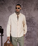 Regular Kalıp Düz Keten Erkek Gömlek