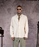 Regular Kalıp Düz Keten Erkek Gömlek