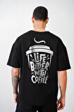 Coffee Cup Baskılı Unisex Oversize Kalıp Tişört