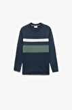 Koton Erkek Çocuk Pamuklu Yuvarlak Yaka Uzun Kollu Çizgili Sweatshirt