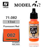 Vallejo 71082 18 ml. Fluorescentrescent Red, Model Air Serisi Model Boyası