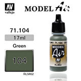 Vallejo 71104 18 ml. Green RLM62, Model Air Serisi Model Boyası