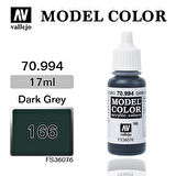 Vallejo 70994 18 ml. (166) Dark Grey-Matt, Model Color Serisi Model Boyası