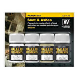 Vallejo 73193 4X35 ml. Soot & Ashes, Model Boyası Pigment Seti
