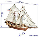 Occre 12500 1/100 Ölçek, Albatros, 57 cm. Yelkenli Sahil Muhafaza Gemisi, Ahşap Model Kiti