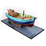 QD402 70 cm. Karadeniz Takası, Sergilemeye Hazır, Camekanlı Ahşap Gemi Modeli