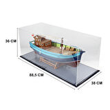 QD402 70 cm. Karadeniz Takası, Sergilemeye Hazır, Camekanlı Ahşap Gemi Modeli