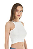 Kadın Pamuklu Crop Fitilli Örme Atlet | 26814