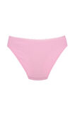 Fitilli Ribana Pamuklu Dantelli Esnek Slip Bikini Külot | Pembe