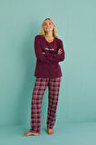 Kadın Genç Milan Bisiklet Yaka Uzun Kollu Pijama Takımı | 50902-54