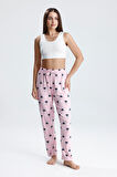 Kadın Desenli Uzun Pijama Pantolon | Pembe