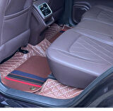 Chery Tiggo 2024 Sonrası 8 Pro Max 7 Kişilik Aracına Özel 8d Çift Katmanlı Havuzlu Paspas Takımı (Koyu Kahverengi - Çizgili)