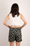 Kadın Desenli Kısa Şort