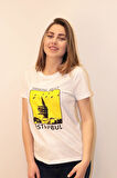 Kadın Bisiklet Yaka T-shirt %100 Pamuk Tişört