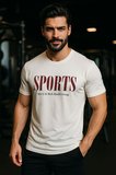 Erkek Beyaz Basic T-shirt Basıkılı Slim Fit Rahat Kalıp %100 Pamuk Tişört