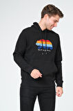 Süzene Nakış Ayı Baskılı Kapüşonlu Lacivert Sweatshirt Polarlı