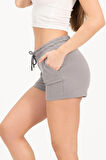 Kadın Taş Rengi Şort Mini Spor Şort