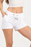 Kadın Beyaz Şort Mini Spor Şort
