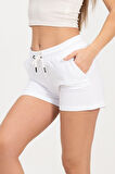 Kadın Beyaz Şort Mini Spor Şort