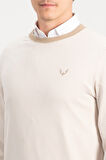 Erkek Bisiklet Yaka Bej Kazak Sweatshirt