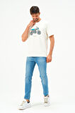 Erkek Motorsiklet Baskılı Tshirt Basic Tişört