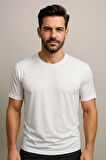 Erkek %100 Pamuk Slim Fit Sporcu Tişört Basic Bisiklet Yaka Kısa Kollu T-Shirt
